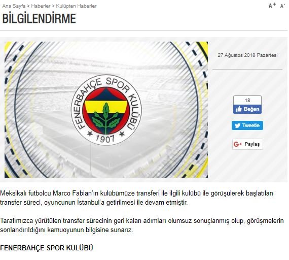 Fenerbahçe'den resmi 'Fabian' açıklaması - Resim : 1