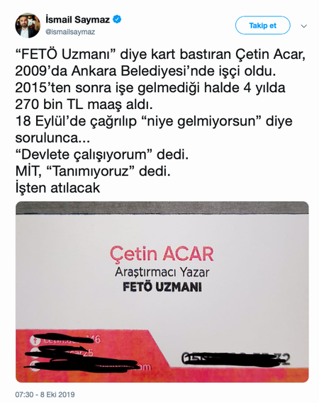 ''Sözde FETÖ uzmanı''na Ankara Büyükşehir Belediyesi'nden 270 bin TL maaş! - Resim : 1