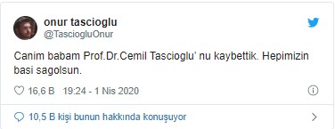 Prof. Dr. Cemil Taşçıoğlu koronavirüsten hayatını kaybetti - Resim : 1
