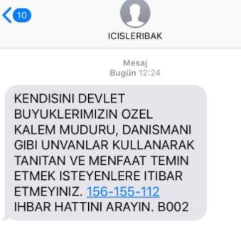 İçişleri Bakanlığı'ndan SMS'le uyarı ! - Resim : 1