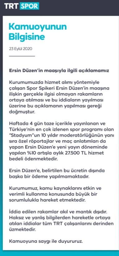 TRT, Ersin Düzen'in maaşını açıkladı - Resim : 1