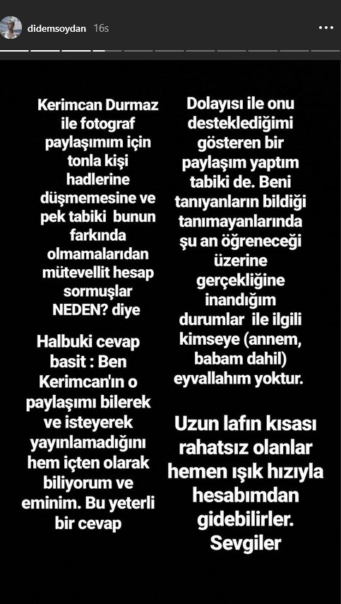 Didem Soydan, Kerimcan Durmaz'a destek verdi - Resim : 2