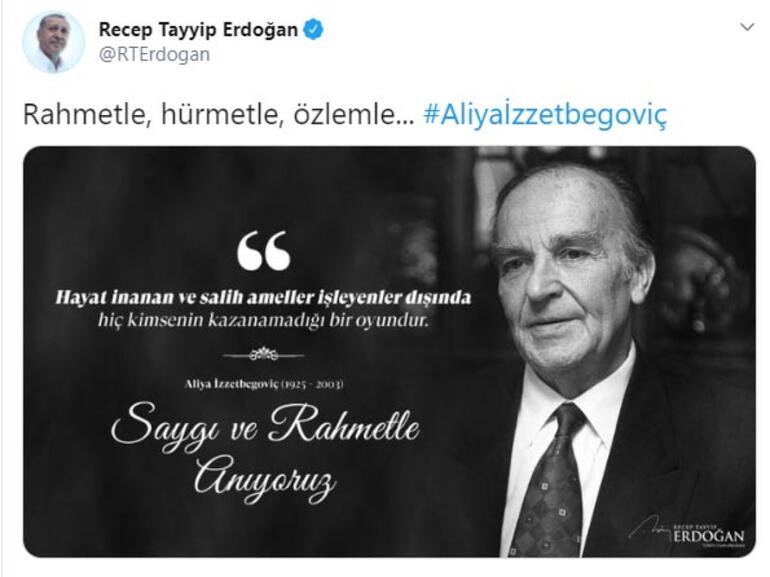 Cumhurbaşkanı Erdoğan'dan Aliya İzzetbegoviç paylaşımı - Resim : 1