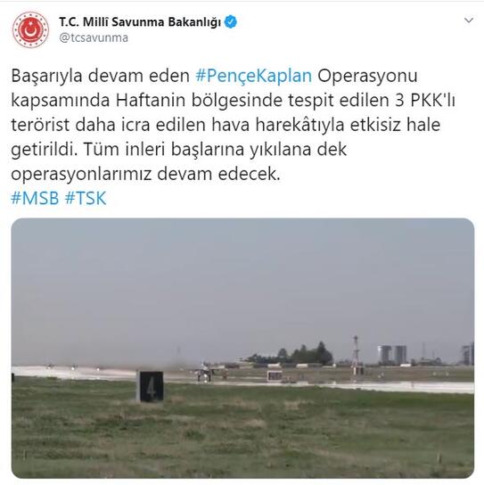 MSB: 3 PKK'lı terörist etkisiz hale getirildi! - Resim : 1