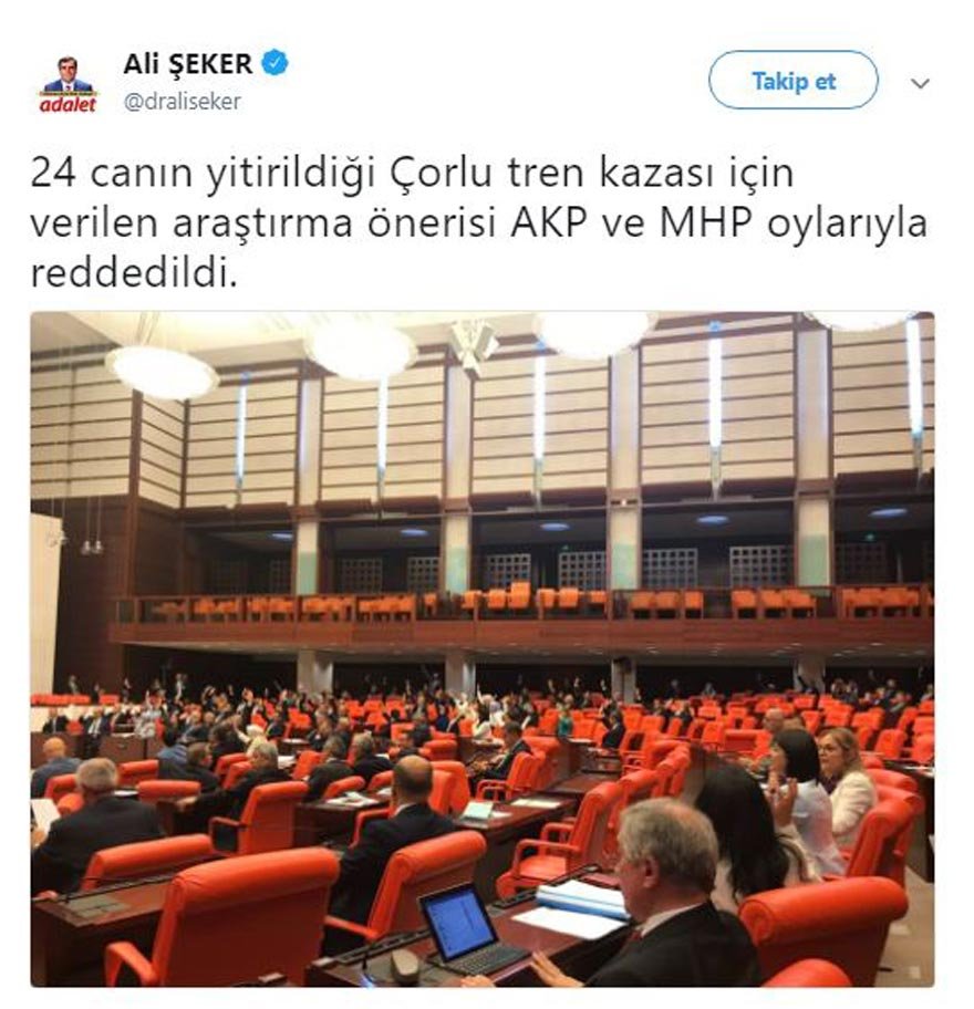 AK Parti ve MHP Çorlu tren kazası önergesini reddetti ! - Resim : 1
