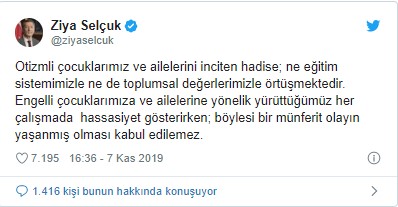 MEB Bakanı Selçuk'tan otizmli öğrencilerle ilgili çirkin olaya tepki - Resim : 1