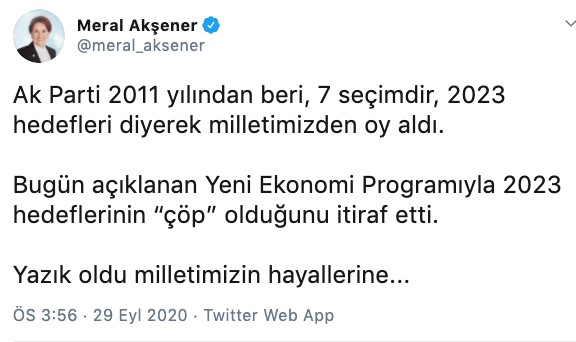Akşener: AK Parti, 2023 hedeflerinin çöp olduğunu itiraf etti - Resim : 1