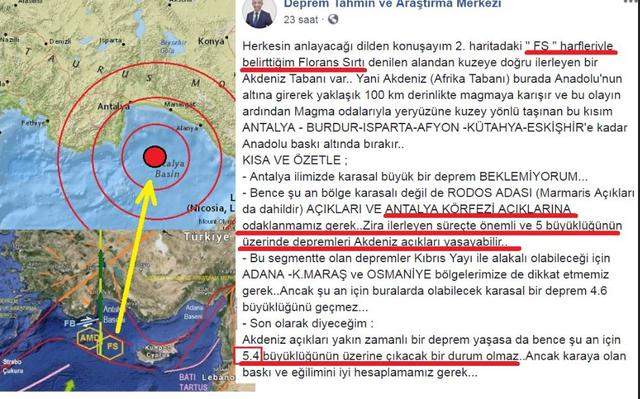 Antalya'daki 5.2 büyüklüğündeki depremi 24 saat önceden bildi - Resim : 3
